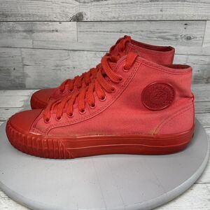 PF Flyers High Top Canvas Sneakers Solid Red Lace Up Men's 7 Women's 9